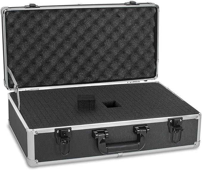 20 Inch Hard Carrying Case Ideal for Wireless Mic System Storage & Camera Gear Transportation, Aluminum Alloy Sturdy Build, Customizable Pre-Diced Foam, Black