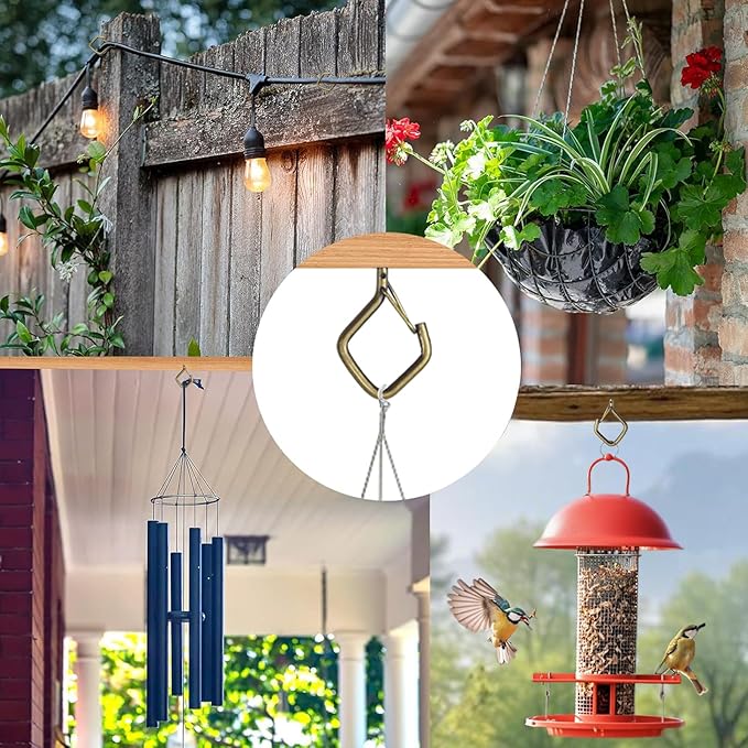 15 Pcs Bronze Eye Hooks Screw Heavy Duty,Ceiling Hooks for Hanging Plants,String Lights,Cup,Wind Chime,Bird Feeders. Plant Hanger Indoor&Outdoor