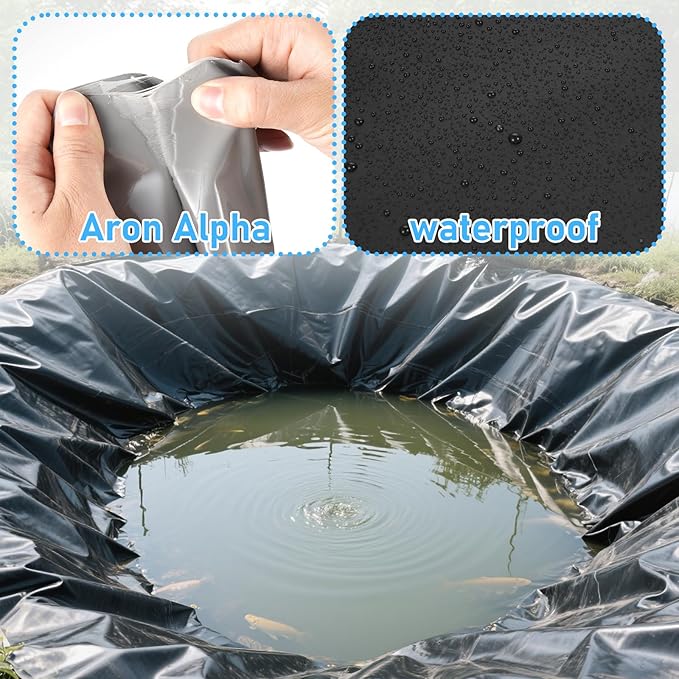 5 Pcs 8 x 8 Inches Pond Liner Repair Patch Self-Adhesive EPDM Liner Repair Patch Kit Thickened EPDM Pond Liner Seam for Garden Pond Patch Cover Liner Repair