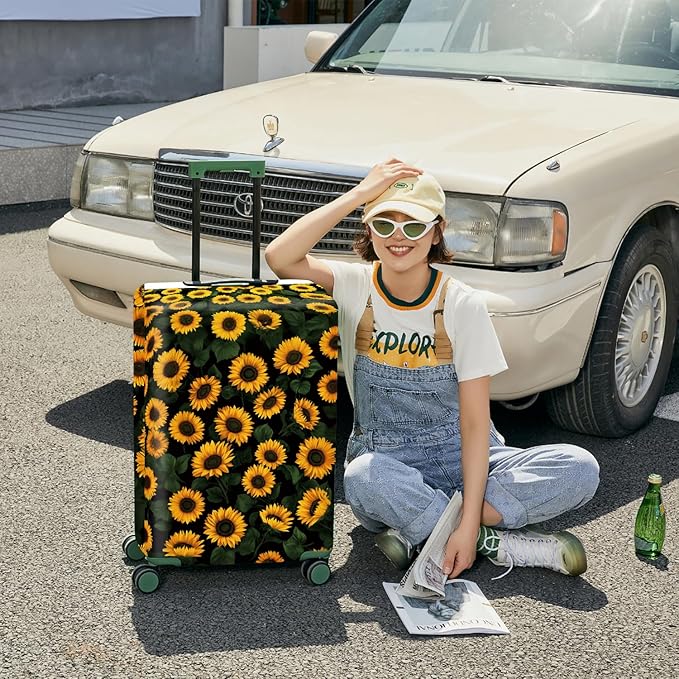 ANNA QUEEN Sunflowers Travel Luggage Cover -Stretchable Airplane Suitcase Protector Sleeve,Universal Washable Fit for 28-30 Inch Checked Baggage,Water Resistant Durable Luggage Protector