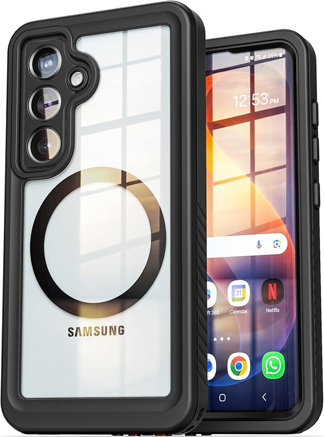 ENCASED Waterproof Case Designed for Samsung Galaxy S26 Plus (IP68) Full Body Protective Phone Case with Screen Protector Built-in (Clear/Black)