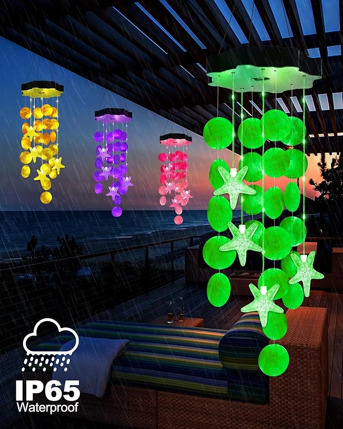 Toodour Solar Wind Chimes for Outside, Shells Light Gifts for Mom Grandma Women Wife Girls, Solar Wind Chimes Outside Decorative Mobile Light for Holiday Garden Porch Yard Outdoor Decor (Green)