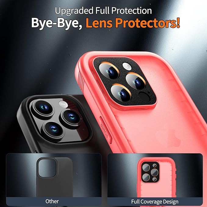 Cozycase for iPhone 15 Pro Waterproof Shockproof Dustproof Case - Heavy Duty/360 Full Body/Military Grade/Protective/Rugged 【8FT Drop Proof】 Built in Screen/Camera Protector with Lanyard Pink