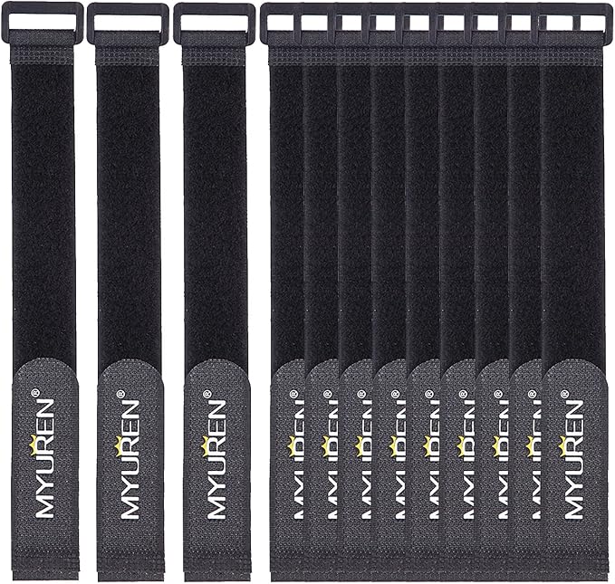 1"x 12"-12 Pack Reusable Fastening Cable Straps with Buckle Adjustable Hook and Loop Securing Strap Multi-Purpose Cinch Strap for Cord Management