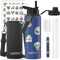 40oz Insulated Water Bottle (Cold for 48 Hrs),BPA Free&Leak Proof,Stainless Steel Water Flask,Water Jug with Straw Spout Lids for Gym,Hiking,Travel,Deep Blue