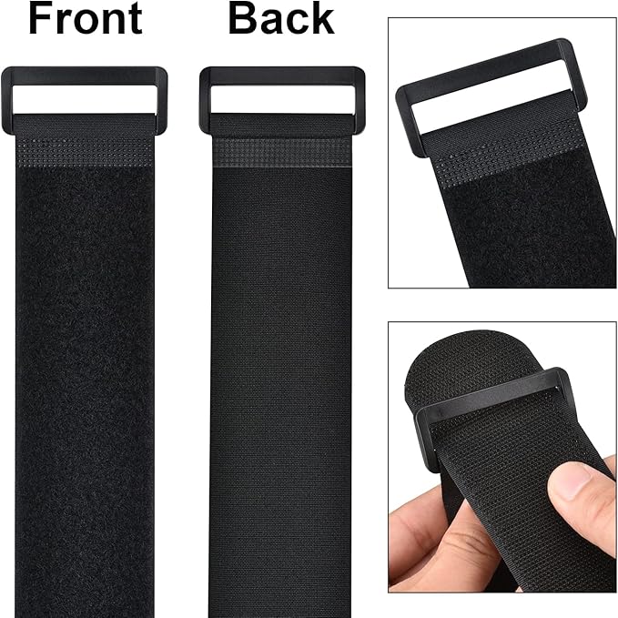 2 x 48 Inch Hook and Loop Cable Tie, 6 Pack Heavy Duty Adjustable Fastening Adhesive Cinch Strap with Plastic D-ring Buckle, Multi-Purpose Reusable Cord Organizer by Cacturism