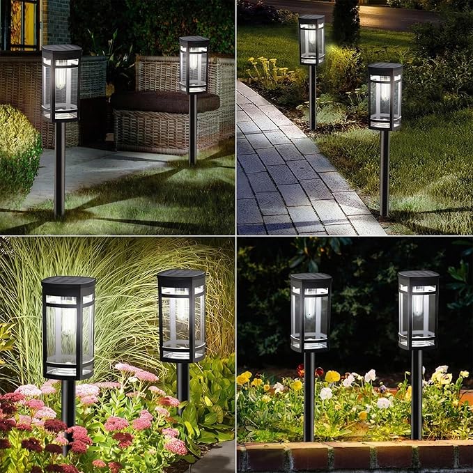 EXCMARK Solar Lights Outdoor Waterproof for Garden Pathway Walkway Driveway Yard Lawn Decorative Landscape Lighting. (Cool White Light, 2)