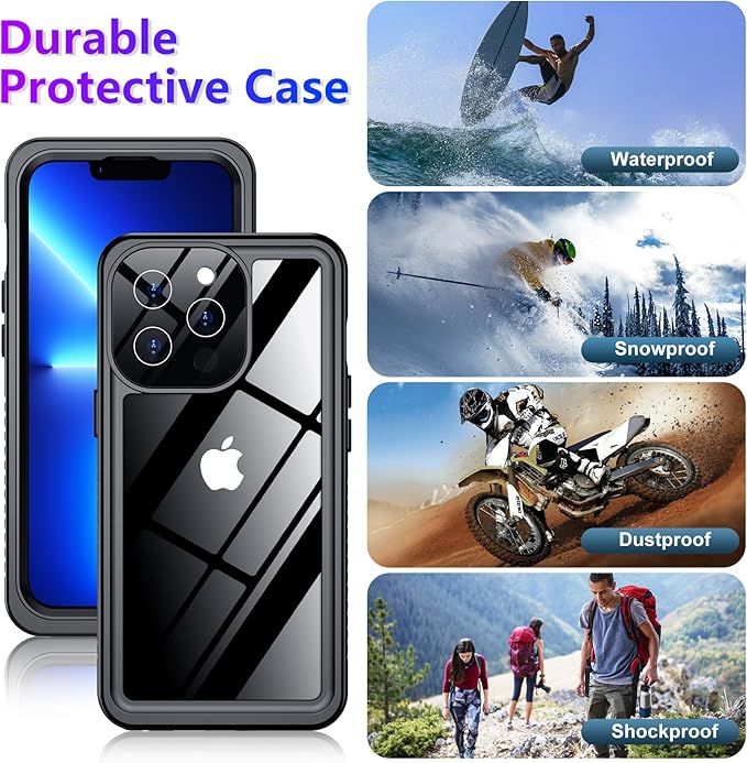 2025 New for iPhone 13 Pro Max Case Waterproof,[Built-in Screen Protector & Camera Protector] [Full Body Shockproof] [IP68 Underwater][Dustproof][Dropproof] Phone Case for iPhone 13 Pro Max 6.7"