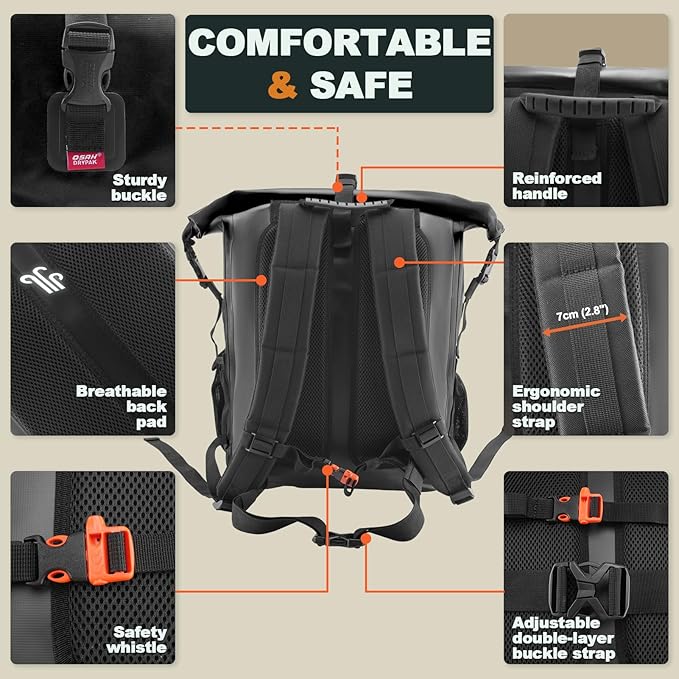 OSAH DRYPAK Waterproof Backpack Dry Bag 35L/55L/85L– Heavy Duty Roll-Top Hiking Backpack for Travel, Kayaking, Boating, Camping, Rafting and Fishing