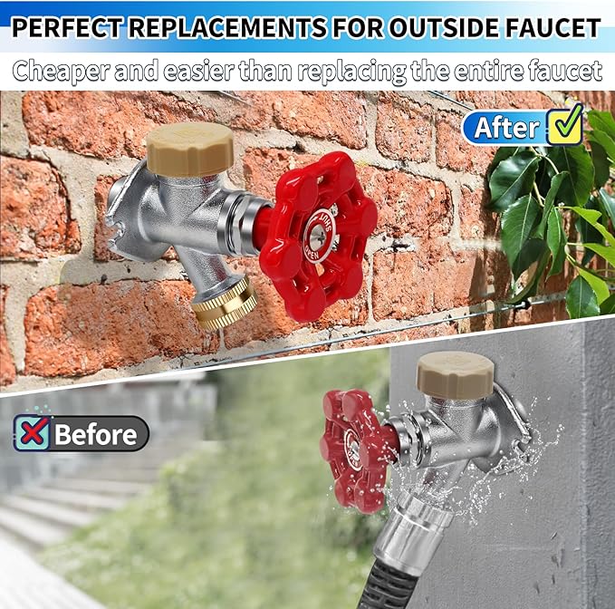Boltigen Vacuum Breaker Repair Kit, Frost Free Outdoor Faucet ASSE 1019-A Repair Kit, Hose Bib Replacement with 3/4GHT Outdoor Faucet Cap for Anti-Siphon Sillcock Valves, 2 Sets