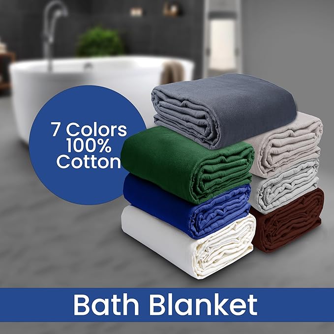 Linteum Textile Supply 100% Cotton Hospital Patient Bath Blanket, Bed Bath Sheet, Twin Blanket Lightweight Sheet Blankets 70x90 in, 1.75 lb. Chocolate