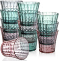 AVLA 12 Pack Plastic Water Tumblers, 10 OZ Unbreakable Acrylic Drinking Glasses, Transparent Reusable Juice Wine Cup, BPA-free Small Stackable Kids Drinkware for Home, Picnic, Party, Dishwasher Safe