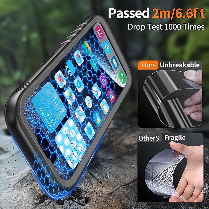 Cozycase for iPhone 15 Pro Max Waterproof Shockproof Dustproof Case - Heavy Duty/360 Full Body/Military Grade/Protective/Rugged 【8FT Drop Proof】 Built in Screen/Camera Protector with Lanyard Black