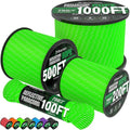 Reflective Paracord Rope 750 lb - 1000ft 5/32" Parachute Cord 4MM 12-Strand para Cord - Heavy Duty Spool String for Survival,Camping Gear, Survival Bracelet, Clothesline - Neon Green