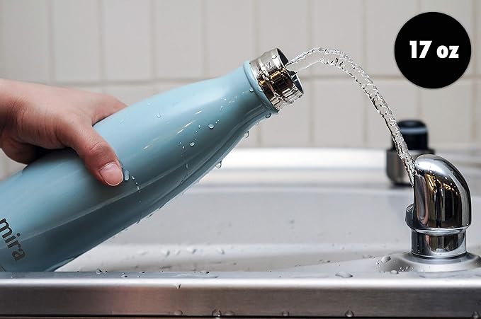 MIRA 17 Oz Stainless Steel Vacuum Insulated Water Bottle - Double Walled Cola Shape Thermos - 24 Hours Cold, 12 Hours Hot - Reusable Metal Water Bottle - Leak-Proof Sports Flask - Rose Pink
