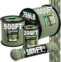 750lb Paracord Rope - 4mm 11 Strand Parachute para Cord Spool Rope Utility Nylon Survival Cord for Outdoor Camping Tent Crafting Bracelets DIY Projects - Camo Green 100ft