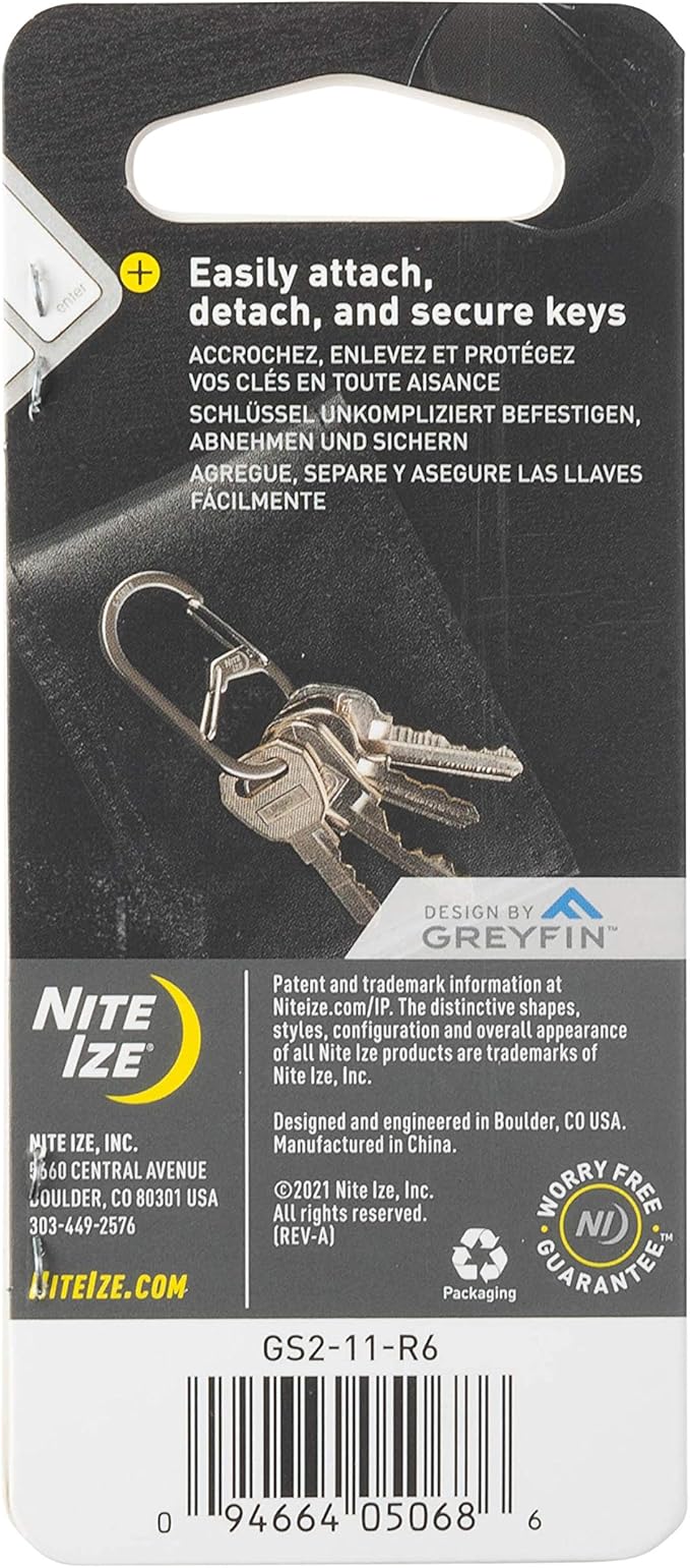 Nite Ize GS2-11-R6 G-Series Dual Chamber Carabiner, Size #2 2-Pack, Stainless Steel