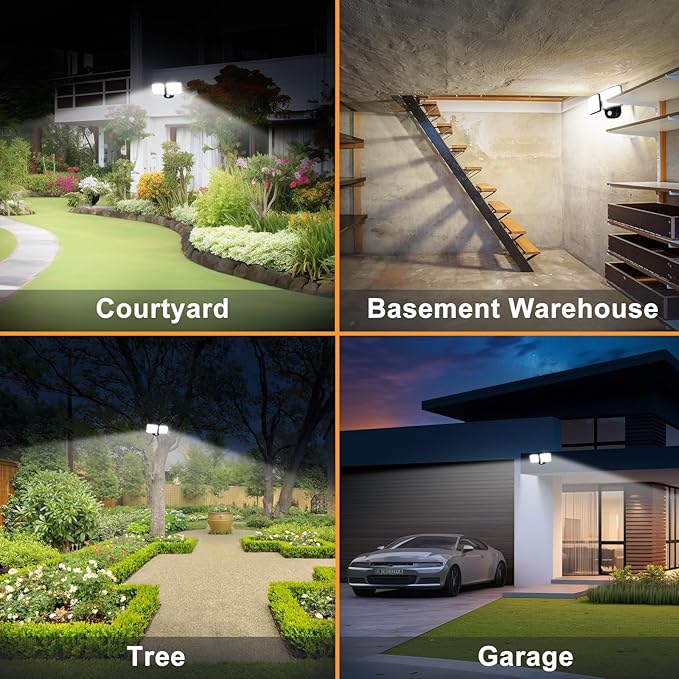 Rechargeable Motion Sensor Outdoor Light, Battery Operated Lights with 2500LM & 4000LM Dual Modes, USB Charging Wireless Flood Light, Waterproof LED Security Lights for Garage, Yard, Shed, Porch
