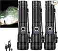 Rechargeable Flashlights 3 Pack - 990,000 Lumens Super Bright LED Powerful Flashlight, 5 Light Modes, Fast Charging, IPX7 Waterproof for Camping Home (L-3P)