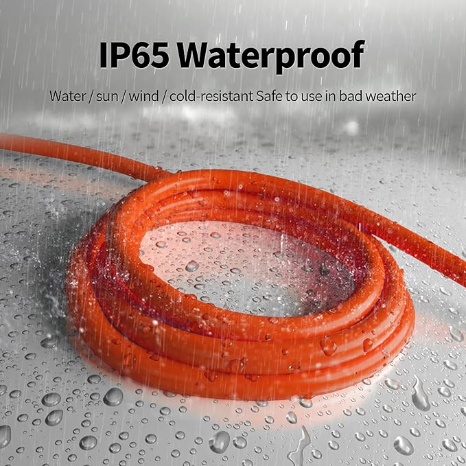 POWGRN 75 ft 12/3 Outdoor Extension Cord Waterproof Heavy Duty with Lighted Indicator End 12 Gauge 3 Prong, Flexible Cold-Resistant Long Power Cord Outside, 15Amp 1875W SJTW Orange ETL Listed