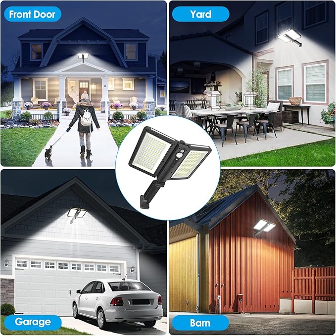 ropelux Solar Flood Lights Outdoor, 6000LM High Brightness Motion Sensor Outdoor Lights,IP65 Waterproof and 5 Modes, Wider Illuminated Area LED Solar Lights for Garden Patio Street