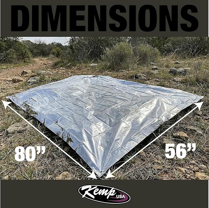 Kemp USA Emergency Mylar Blanket Lightweight Thermal Reflective Survival Blanket First Aid Disaster Preparedness Camping Vehicle Bug Out Bag Emergency Supply Gear (250)