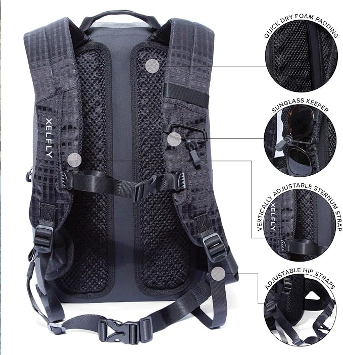 Xelfly Submersipack Waterproof Backpack - Submersible, Inflatable, Floating TPU Coated Durable Nylon Dry Bag with Airtight Zipper for Kayak, Fishing, Boating, Hiking, Paddle Board (Gray Stone, 25L)