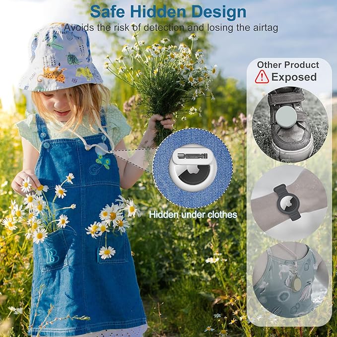 Tracker Holder for AirTag Gen 2/Gen 1 with Pin, Safe Hidden Lightweight GPS Tracker for Kids Compatible with Apple AirTag 2/1 for Child, Elderly, Pets Collar, Shoes (Avocado Green, 1 Pack)