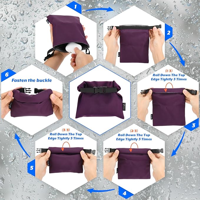 Cosmos 3 Pcs Waterproof Dry Bag, Mini Waterproof Pouch Portable Dry Sacks Small Roll Top Storage Bag for Outdoor Travel Kayaking Boating Camping Hiking (Medium Size)