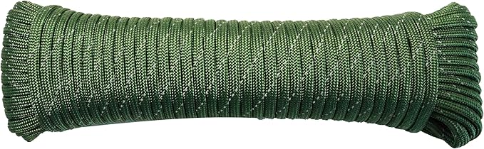 Paracord Rope, Reflective III Parachute Cord 7 Strand Core 550lb, 50ft Army Green - High Visibility Abrasion Resistant Easy to Tie, Multi-Purpose Rope for Camping Survival DIY