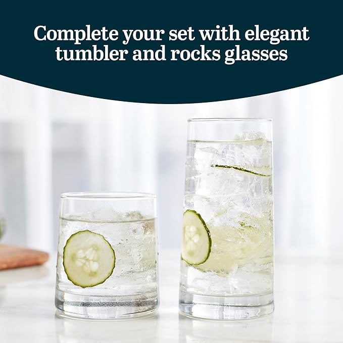 Libbey Cabos 16-Piece Rocks and Tumbler Glasses Set, Angled Glass Cups Set for Water, Juices, and More, Dishwasher-Safe Modern Glassware