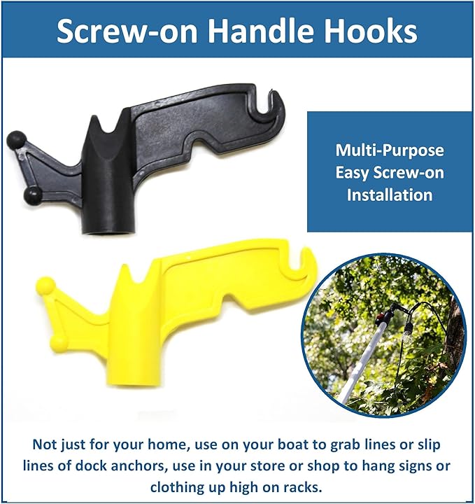 JSP Manufacturing Multi-Purpose Plastic Utility Hook Screw On Pole Attachment (Pole NOT Included) - Hang Christmas Lights, Bird feeders, Sting Lights, Ropes, Boat Lines (3, Yellow)
