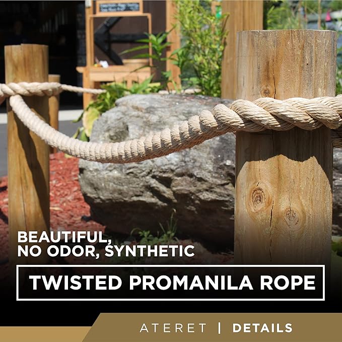 ATERET Twisted ProManila - UnManila Rope I 5/8 inch x 600 feet I 3 Strand Synthetic Polypropylene Rope I Multipurpose, Lightweight, Weather-Resistant Cord for Decor, Landscaping & DIY Projects