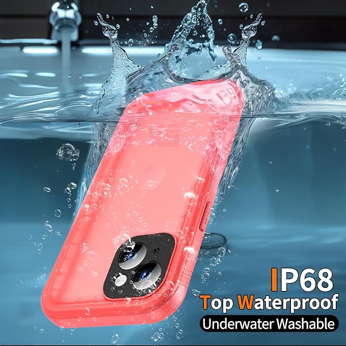Cozycase for iPhone 15 Waterproof Shockproof Dustproof Case - Heavy Duty/360 Full Body/Military Grade/Protective/Rugged 【8FT Drop Proof】 Built in Screen/Camera Protector with Lanyard Pink