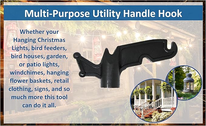 JSP Manufacturing Multi-Purpose Plastic Utility Hook Screw On Pole Attachment (Pole NOT Included) - Hang Christmas Lights, Bird feeders, Sting Lights, Ropes, Boat Lines (1, Yellow)
