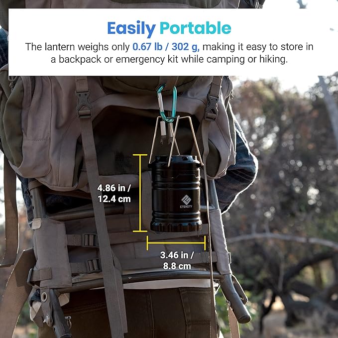 Etekcity Camping Lanterns for Power Outages 4 Pack, Flashlight for Camping Essentials, Survival Kit and Gear, Hurricane Preparedness Items, Emergency Led Battery Operated Lights, Black
