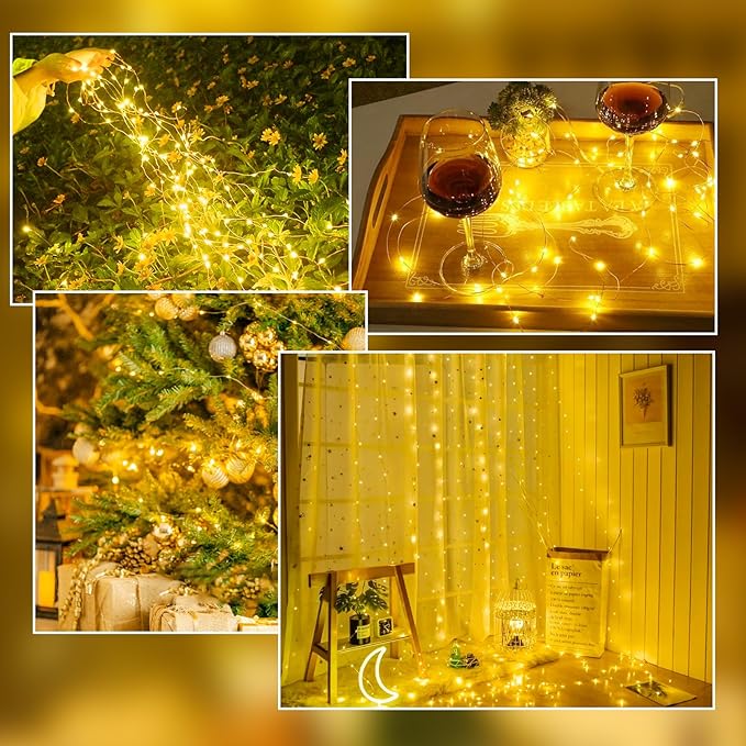 2-Pack Fairy Lights Battery Operated with Timer, Waterproof 16FT 50 LED String Lights Indoor Outdoor, Cuttable Starry Fairy Lights for Christmas Home Bedroom Wedding DIY Centerpiece Decor (Warm White)
