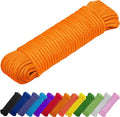 TECEUM Rope – 90 Feet x 3/8 Inch (10mm) – Orange Yellow – Strong All-Purpose Utility Rope – Camping, Crafting, Flag Pole, Indoor & Outdoor – Polypropylene Nylon Poly Lightweight Diamond Braided Cord