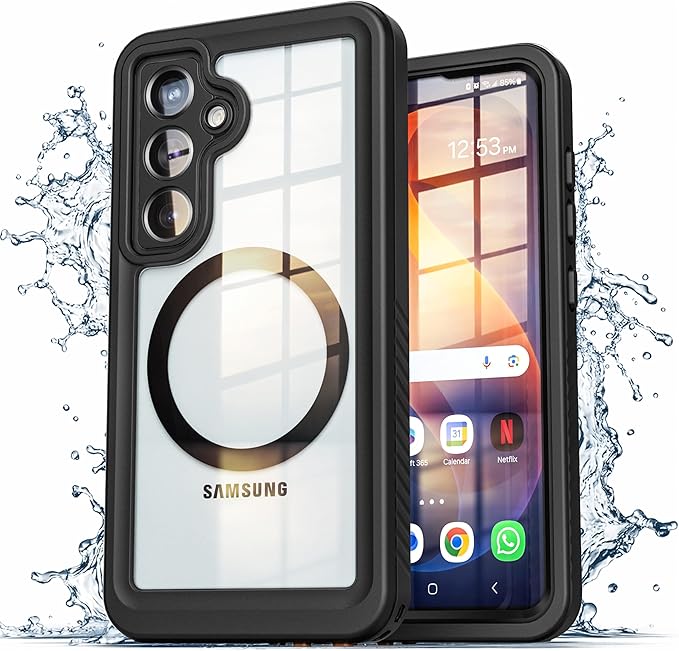 ENCASED Waterproof Case Designed for Samsung Galaxy S26 (IP68) Full Body Protective Phone Case with Screen Protector Built-in (Clear/Black)