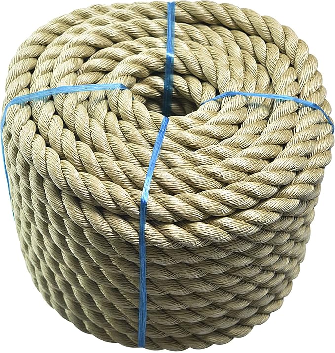 1 inch x 100 feet Twisted ProManila - UnManila Rope, Tan Twisted 3 Strand Polypropylene Rope Cordage for Marine, Nautical, DIY Projects, Tie Downs