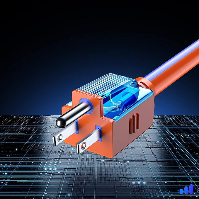 Maximm 10 Ft Blue and Orange Extension Cord, Heavy Duty 16 AWG, ETL Listed for Workshop & Outdoor Use