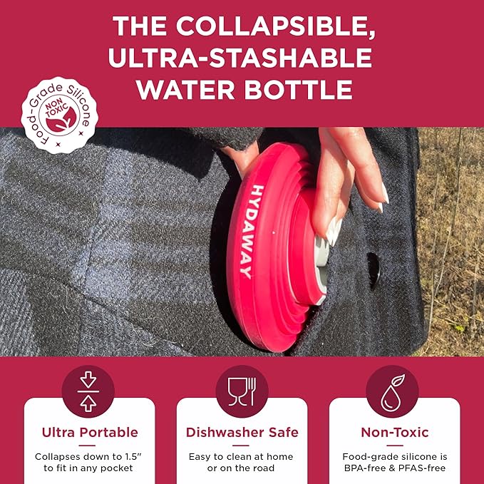 HYDAWAY Travel Collapsible Water Bottle 25oz - BPA-Free, Leakproof, Lightweight, Portable & Space-Saving - Perfect for Hiking, Travel, and All-Day Hydration
