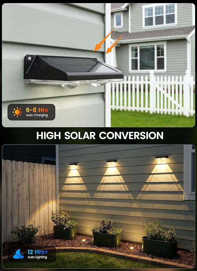 Brightown 4 Pack Solar Lights Outdoor Waterproof, Color Changing Solar Fence Deck Step Flood Lights, Warm White & RGBCW 11 Color, IP65 Waterproof Garden Lights for Outside Backyard Yard Step Patio