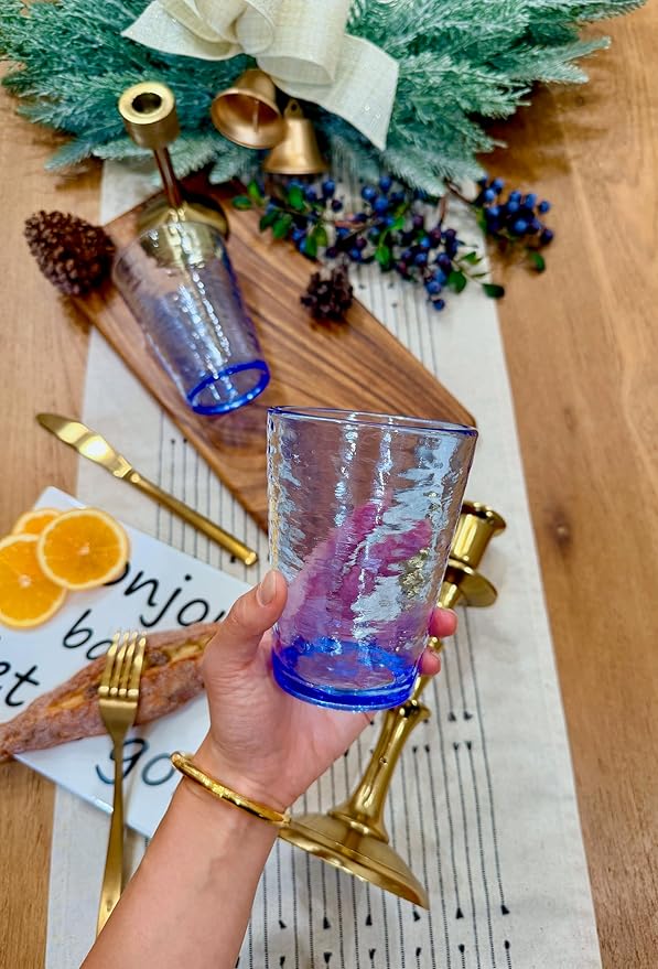 KLIFA- RIPPLE- 16 ounce, Set of 6, Acrylic Tumbler Drinking Glasses Cups, BPA-Free, Stackable Plastic Drinkware, Dishwasher Safe, Ocean Blue