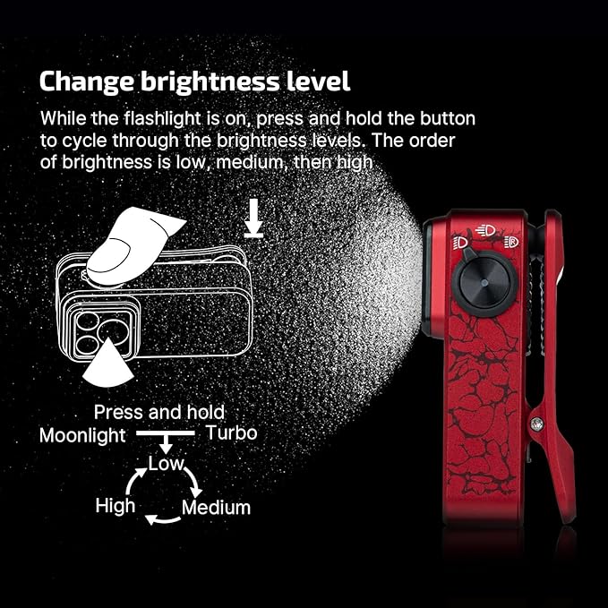 OLIGHT Oclip Pro EDC Flashlight Clip-on Light, Rechargeable 500 Lumens with Three Lighting Solutions Type-C Charging, Magnetic Flash Lights for Signaling, Cycling, Outdoor or Indoor Use (Crackle Red)