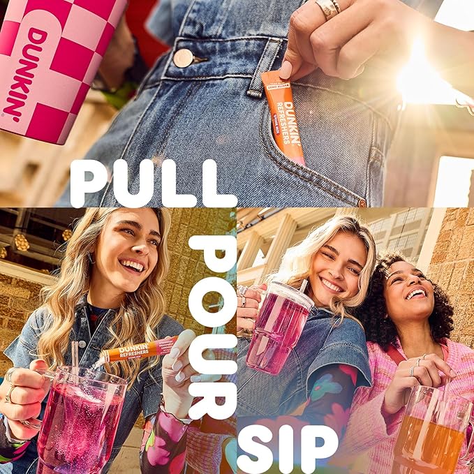 Dunkin’ Refreshers Singles To Go! Powdered Drink Mix, 40 Ct Variety Pack, 40 Single-Serve Packets, Energy from Green Tea, Aspartame-Free, No Synthetic Colors, Naturally and Artificially Flavored, Just Add Water