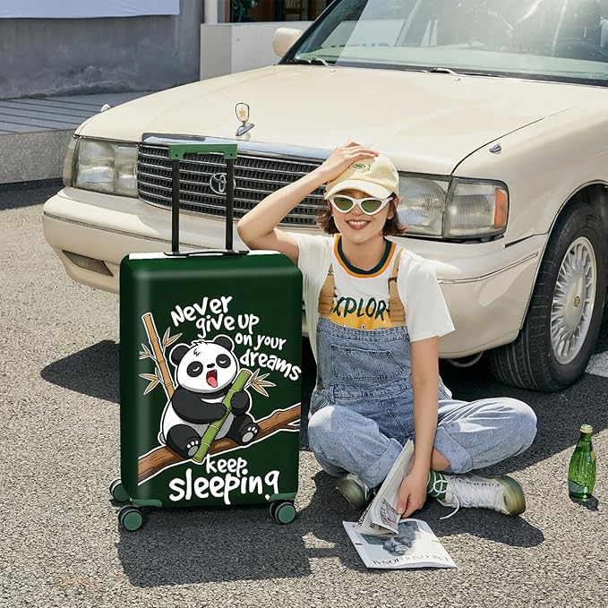 ANNA QUEEN Cute Sleeping Panda Luggage Cover-Stretchable, Water Resistant & Durable Suitcase Protector,Universal Washable Fit for 32-34 Inch Checked Baggage
