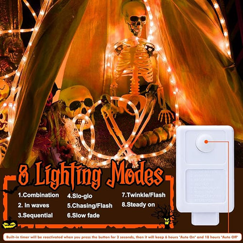 100ft LED Rope Lights Outdoor, 720 LED Connectable and Flexible Tube Lights with 8 Modes, Waterproof Indoor Outdoor LED Rope Lighting for Deck, Garden, Pool, Patio,Party, Holloween Decoration (Orange)
