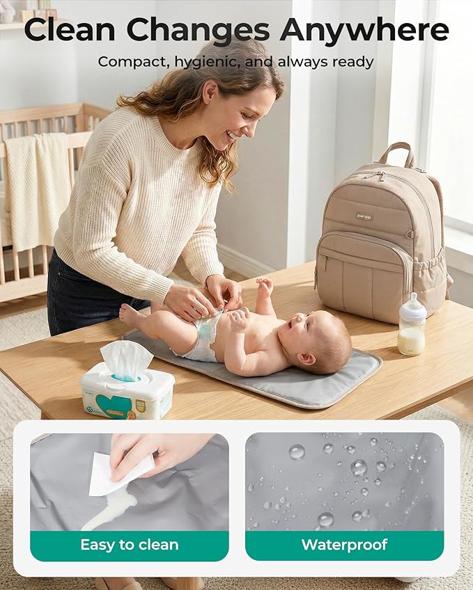 BAGSMART Diaper Bag Backpack, Multi-Pocket Puffy Diaper Bag with Waterproof Changing Pad, Lightweight Stroller-Friendly Diaper Bag with Insulated Pockets, Easy-Access Baby Essential, Black
