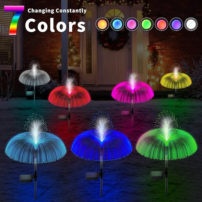 Solar Garden Lights Outdoor Decorative Waterproof, Solar Light for Outside, Yard Lights Solar Flower Decor for Patio Pathway Lawn Party Landscape Grave Decorations, 3 PCS